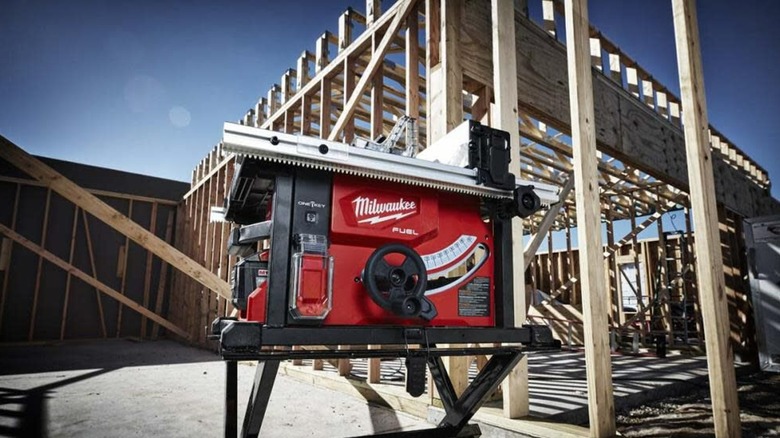 M18 table saw at a building site