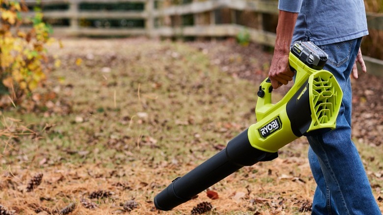 Someone holding a 18V ONE+ HP Brushless 510 CFM Blower