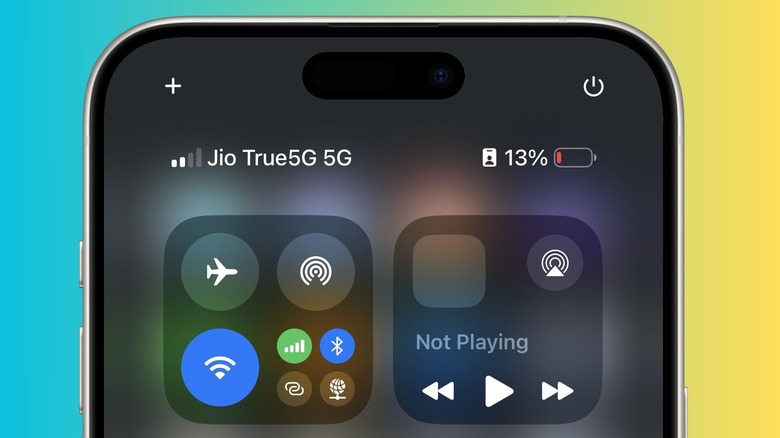 Power button in control center with iOS 18