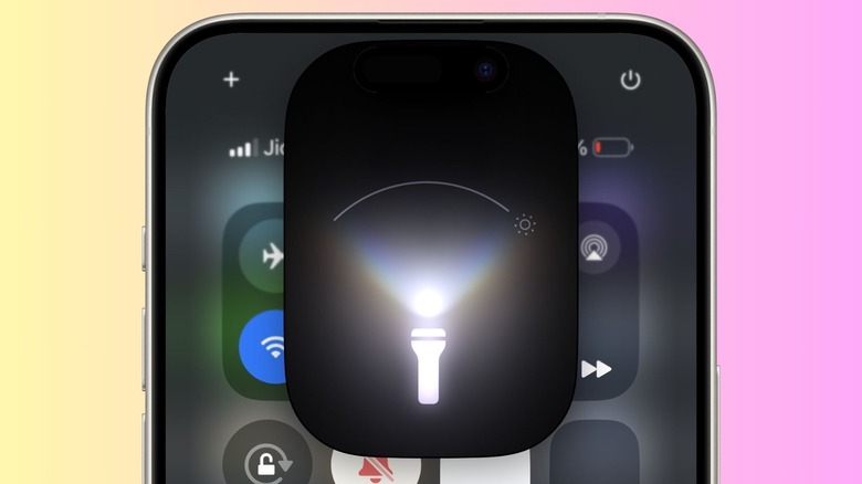 Flashlight controls on iPhone.