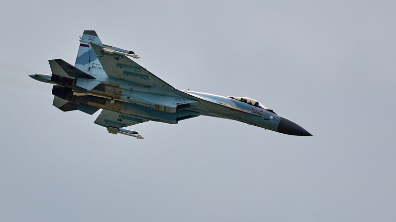 Sukhoi Su-57 flying over Russia