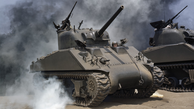 M4 Sherman covered in smoke