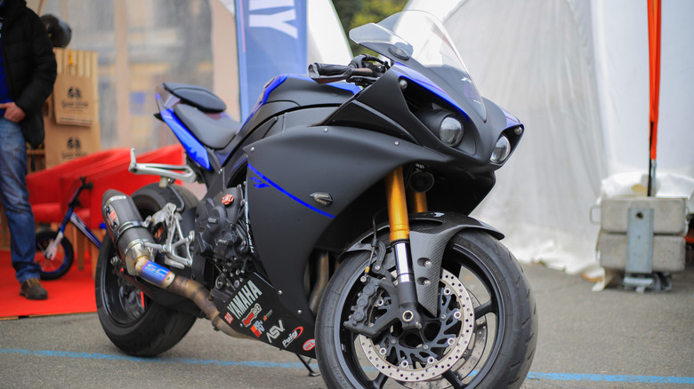 Yamaha YZF-R1 parked on street