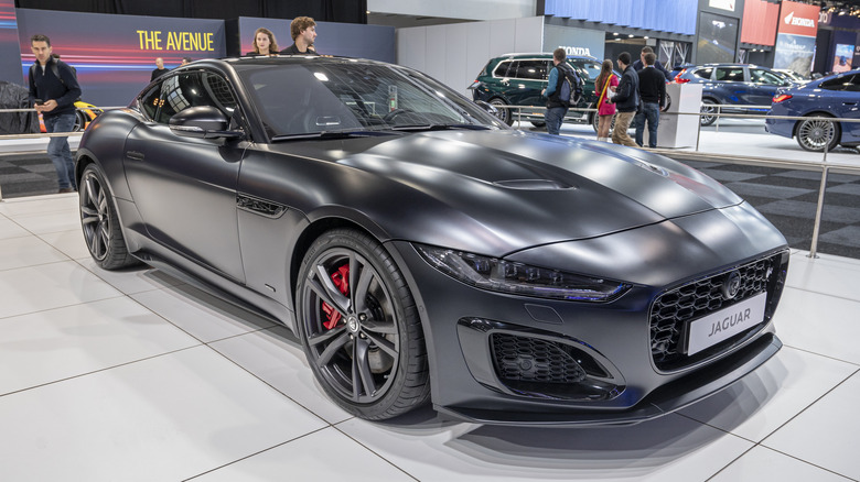 Black Jaguar F-TYPE R Coupe on showfloor