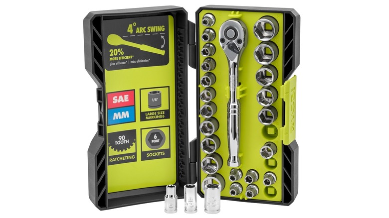 SAE ratchet and socket set from Ryobi