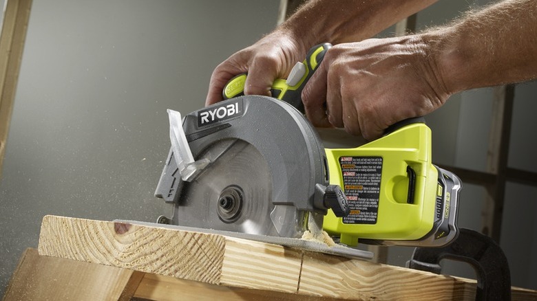 Cutting wood with 18V ONE+ 6 1/2 Circular Saw