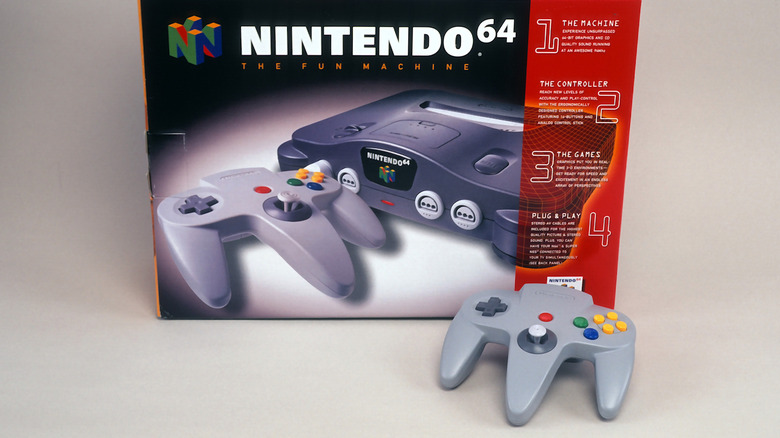 Nintendo 64 controller and box in 1996