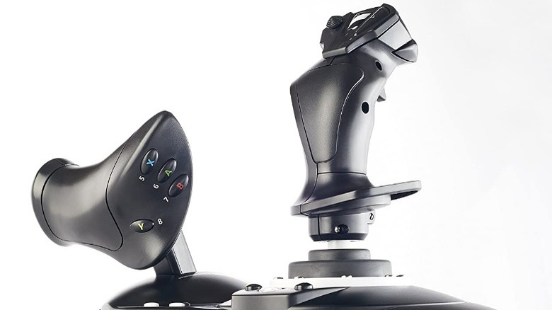 The throttle and joystick of the Thrustmaster T.Flight Hotas One.