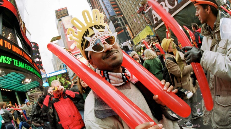 A Man in Times Square for New Years celebrations