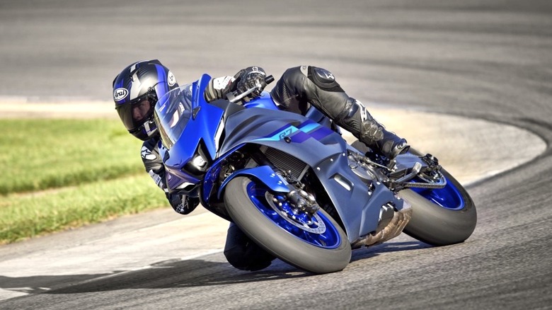 R7 speeding around a track