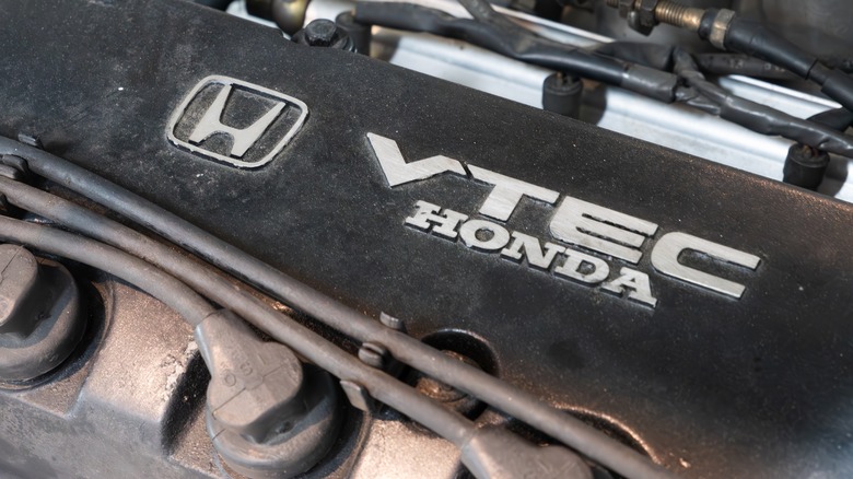 Close up of a Honda VTEC engine