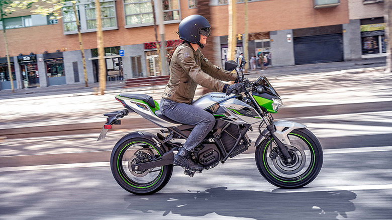 person riding kawasaki ninja z e-1