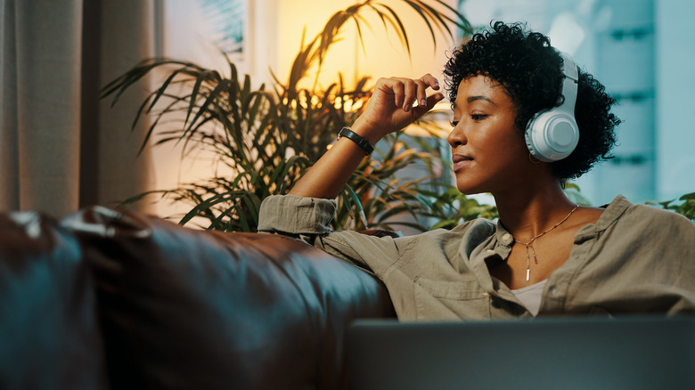 woman with headphones