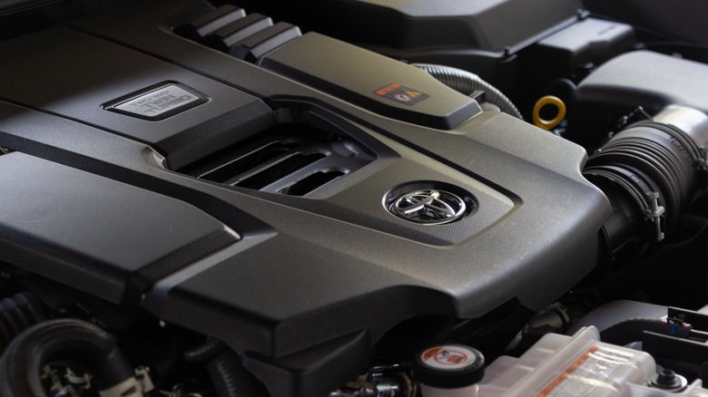 The engine bay of a Toyota Land Cruiser