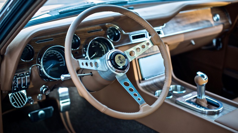 Interior of a Revology replica 1968 Ford Mustang