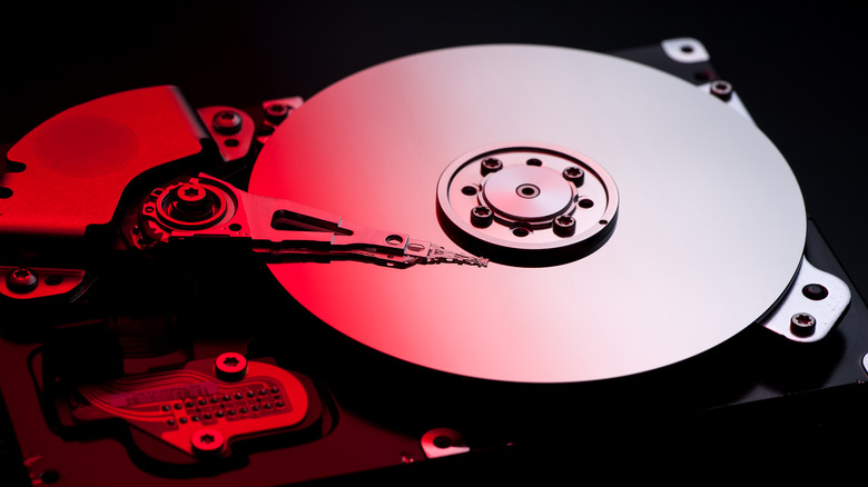 hard disk drive in red