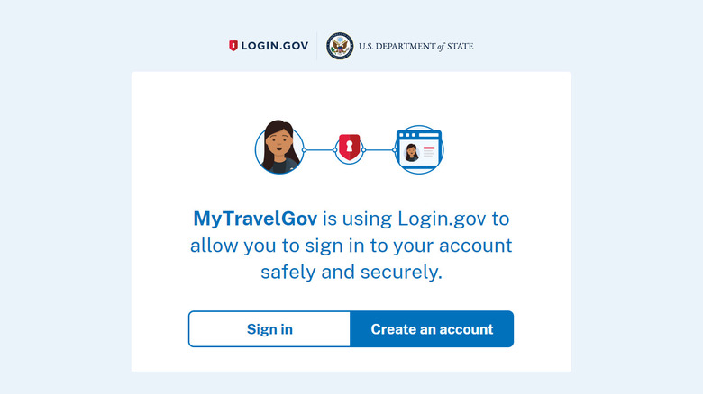 MyTravelGov sign in page