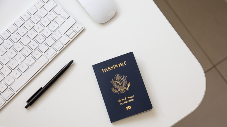 U.S. passport with keyboard mouse