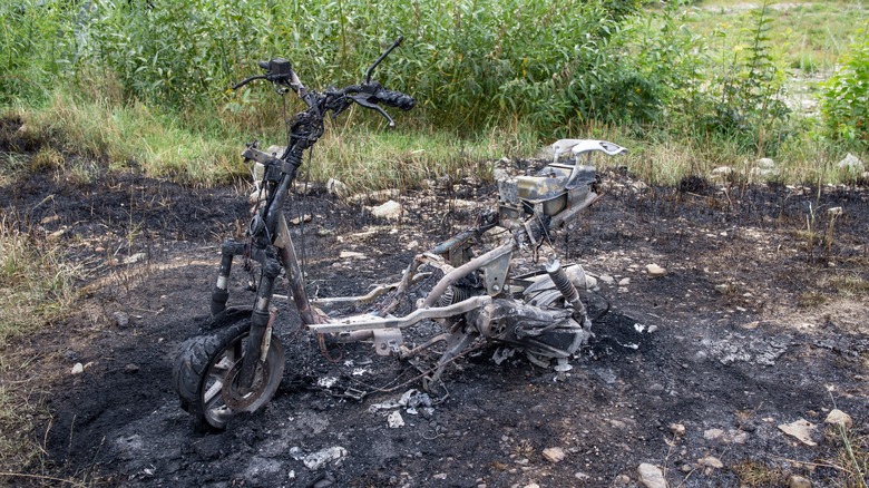 badly burned electric scooter