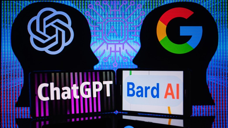 OpenAI's ChatGPT and Google's Bard illustration