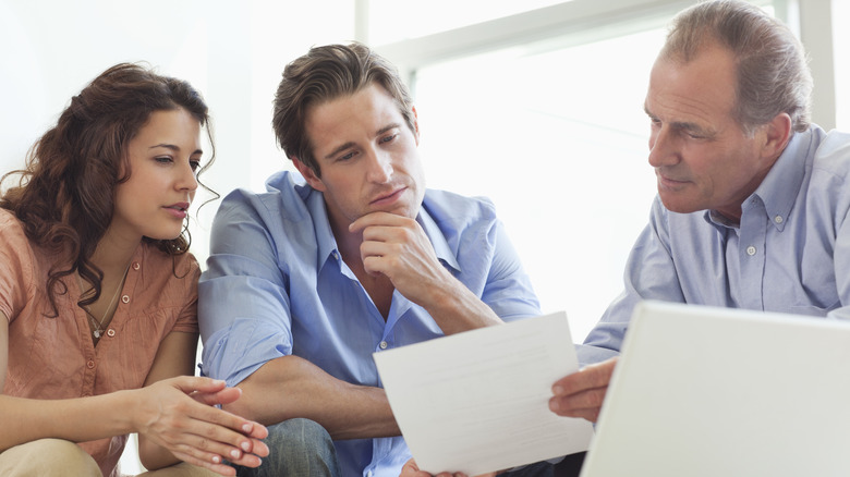 Accountant helping people with taxes