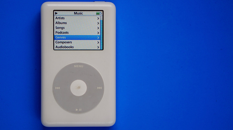 iPod with blue background