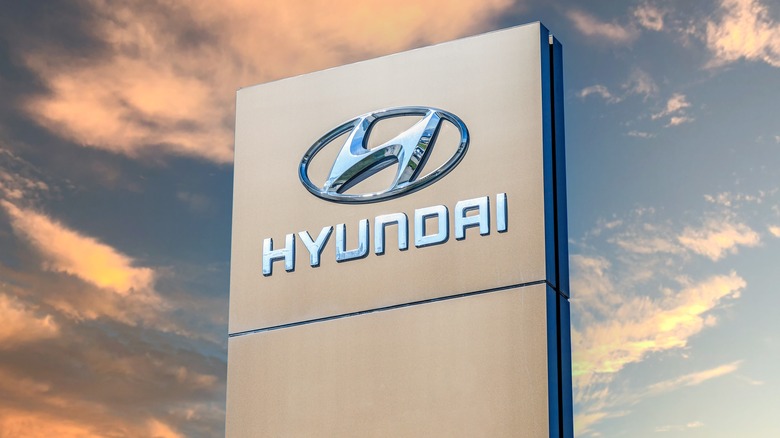 Hyundai sign on overcast day