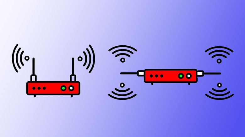 two red clipart routers with signals shown