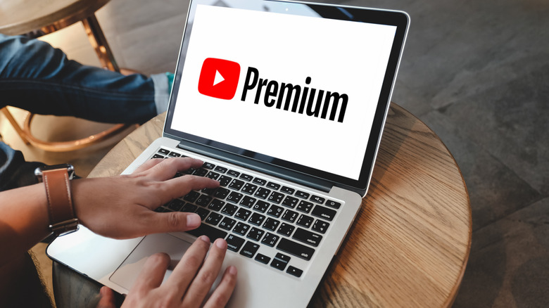 Laptop with YouTube Premium