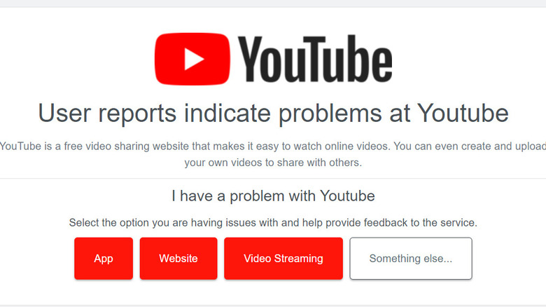 youtube problems downdetector screenshot