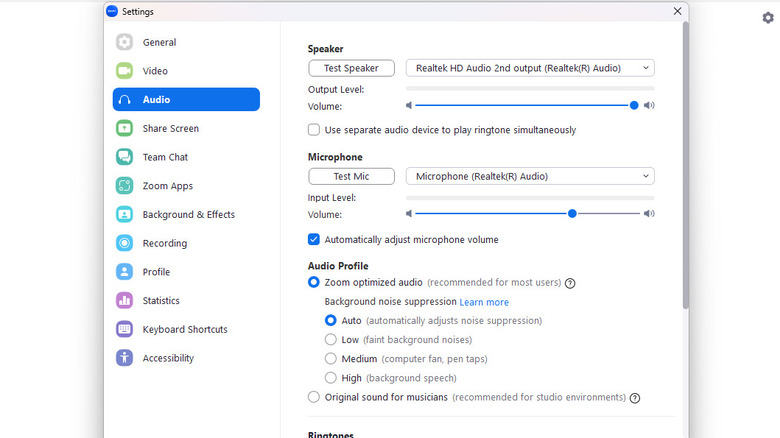 noise suppression in zoom