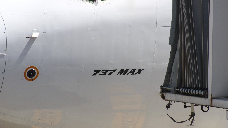 Boeing 737 branding on the body of an aircraft