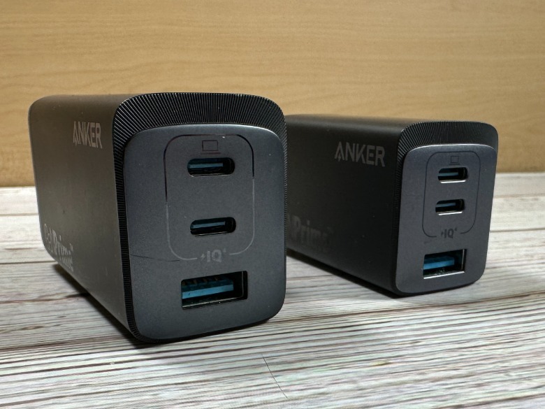 Two Anker charger plugs closeup