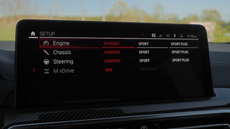 M tuning settings infotainment screen