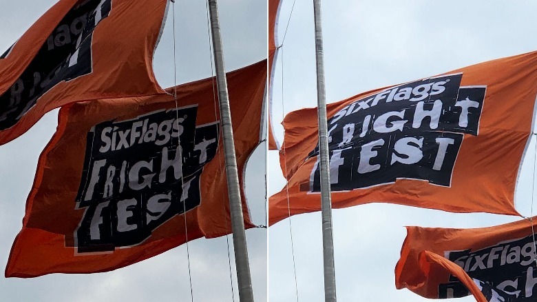 Two photos of flags