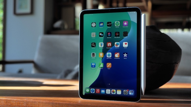 2024 iPad mini standing up on a table