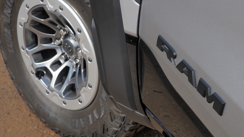 Ram badge and front wheel