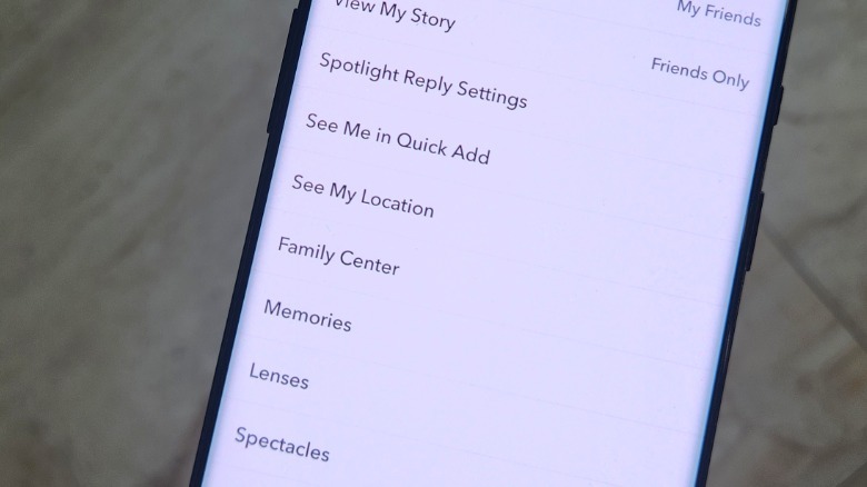 Snapchat Family Center option settings