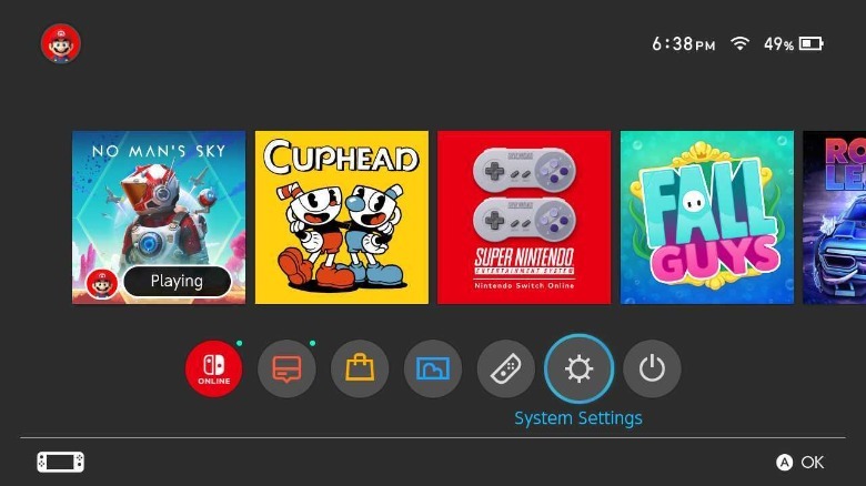 Nintendo Switch home screen screenshot