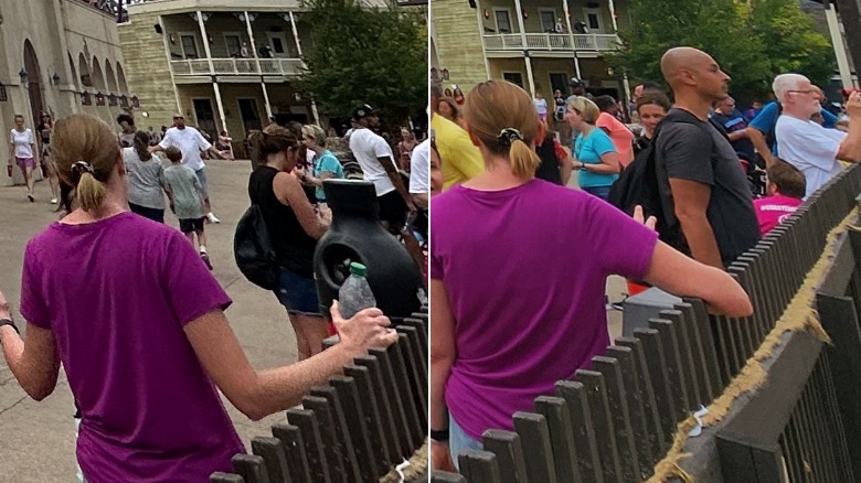 two photos of a woman