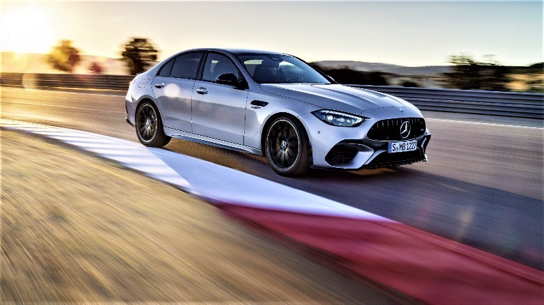 2024 AMG C 63 S E Performance driving down track