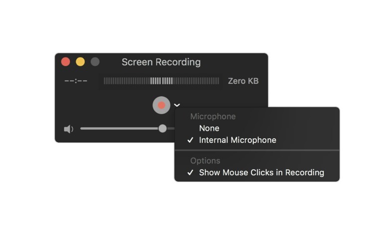 Quicktime screen recording panel