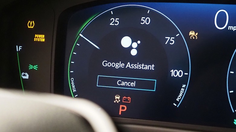 Google Assistant UI on dashboard display