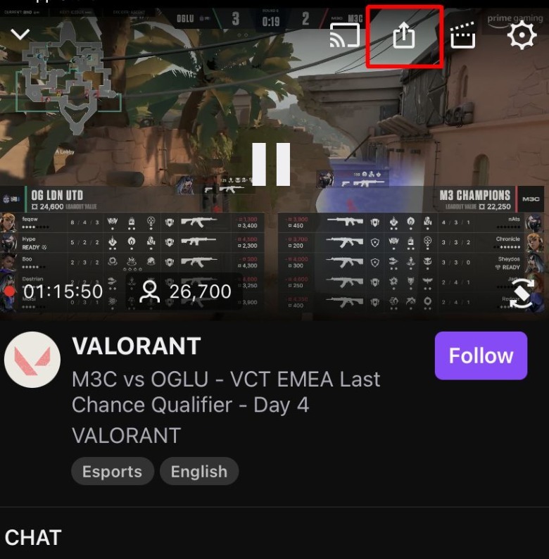 share button on twitch video