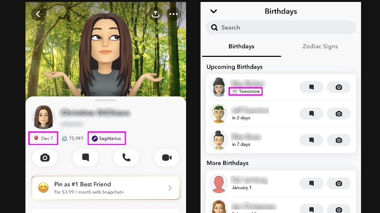 snapchat user profile birthday