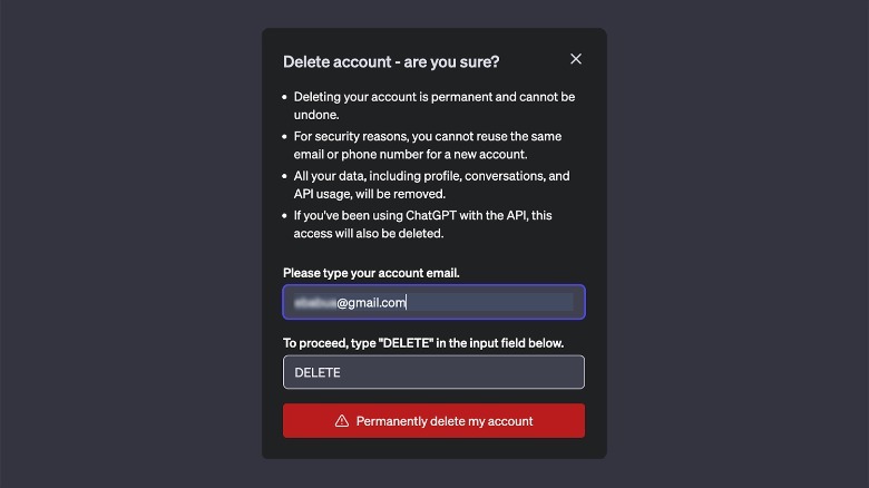 How to delete ChatGPT account forever