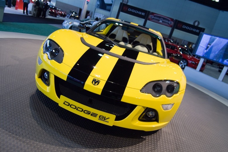 yellow Dodge EV Concept front