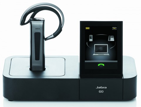 Jabra GO 6400 and PRO 9400 wireless headsets with touchscreen base