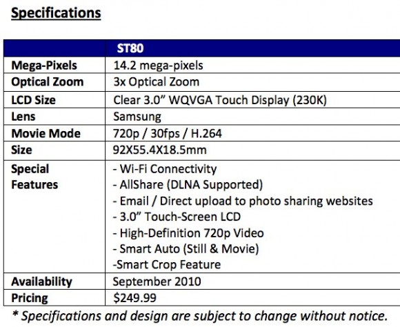 samsung smt800 specs