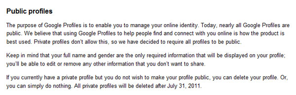 Google will delete private Google Profiles August 1 - SlashGear